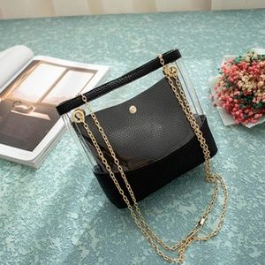 Transparent/ clear black shoulder/ crossbody purse
